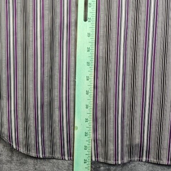 ETRO Milano Shirt Men Size 44 Gray Stripe Flip Cuff - Picture 6 of 10
